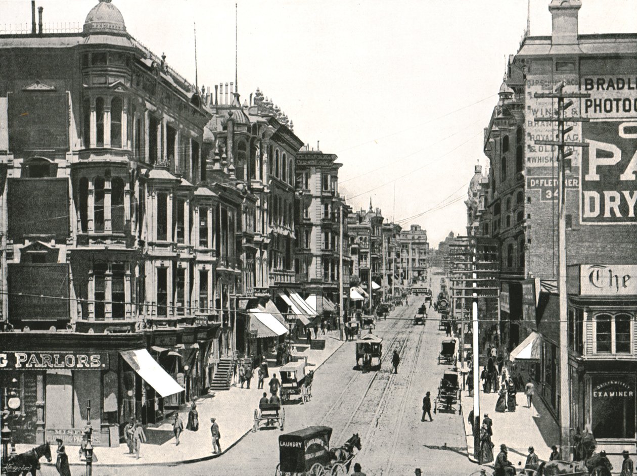 Avenue Grant regardant vers le nord depuis Market Street, San Francisco, USA, 1895 - Unbekannt