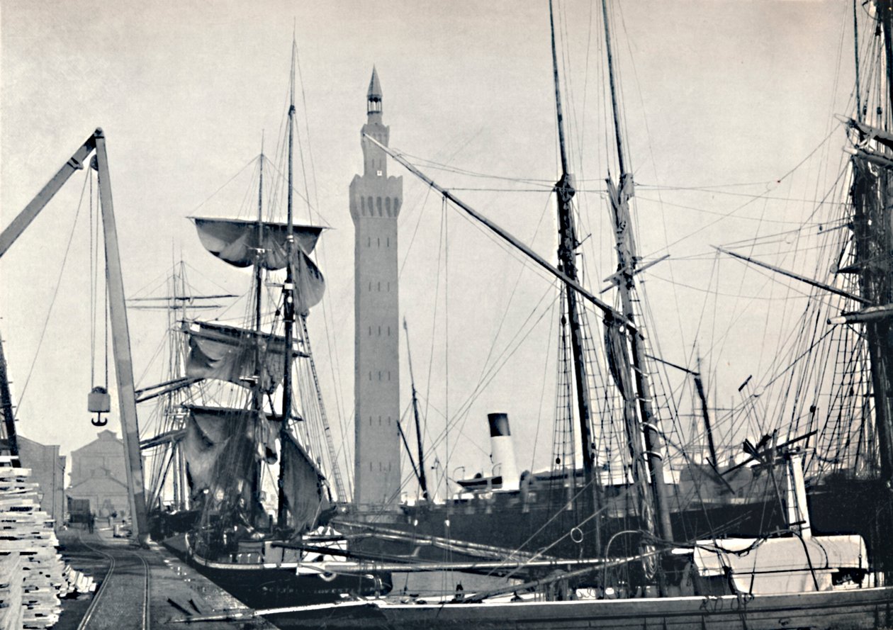 Grimsby - Vue des docks, avec la tour hydraulique, 1895 - Unbekannt