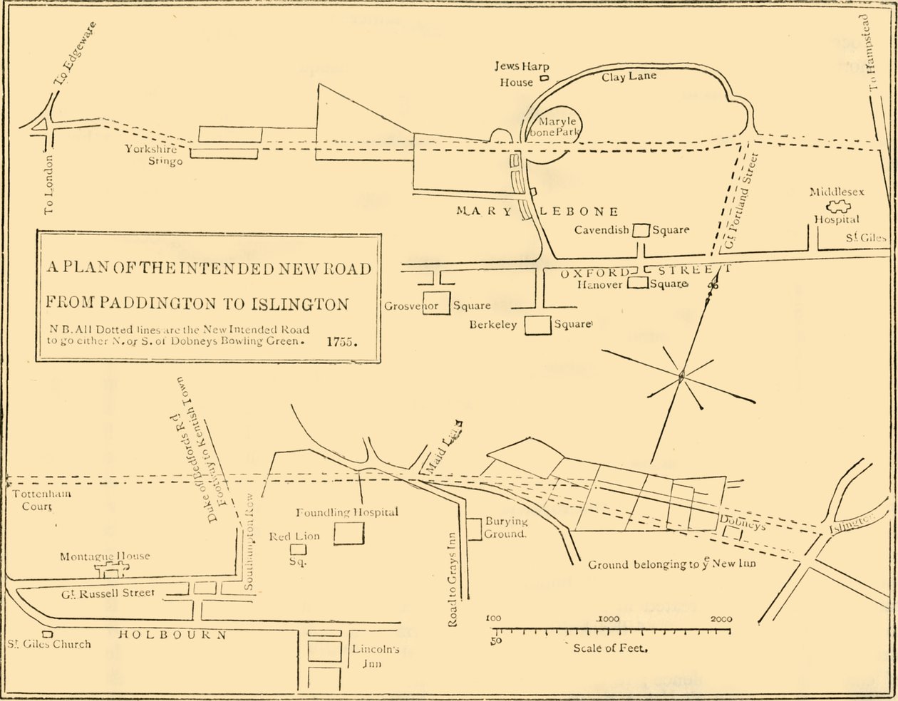 Plan du nouveau chemin de Islington à Edgware Road, 1755 - Unbekannt