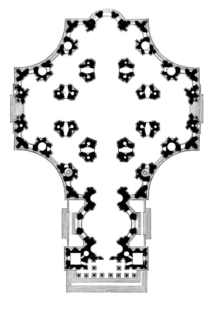 Plan au sol de la cathédrale Saint-Paul, Londres, deuxième conception, 17ème siècle, 1882 - Unbekannt