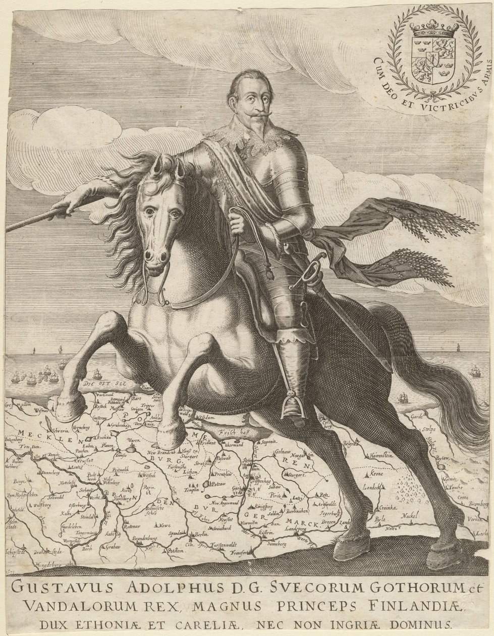 Gustave-Adolphe devant la carte de Poméranie en arrière-plan, 1630 - Unbekannt