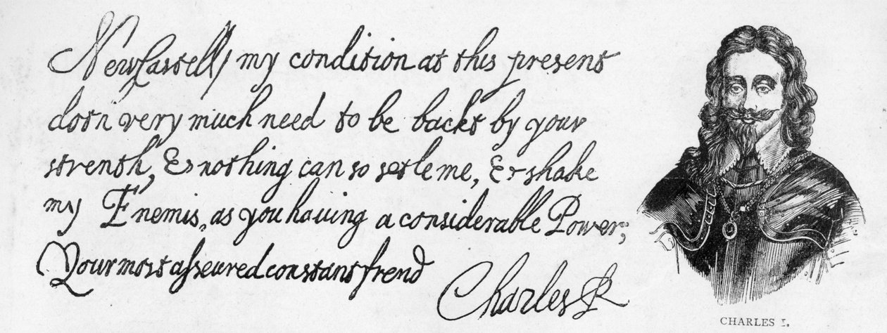 Écriture et signature du roi Charles Ier - Unbekannt