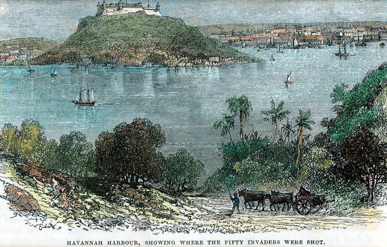 Port de La Havane, montrant où les cinquante envahisseurs ont été abattus, Cuba, c1880 - Unbekannt
