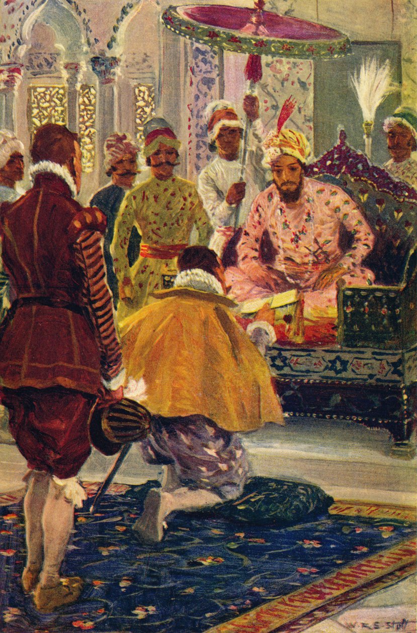 Hawkins présentant la lettre du Roi Jacques au Grand Moghol, 1608 c1912 - Unbekannt