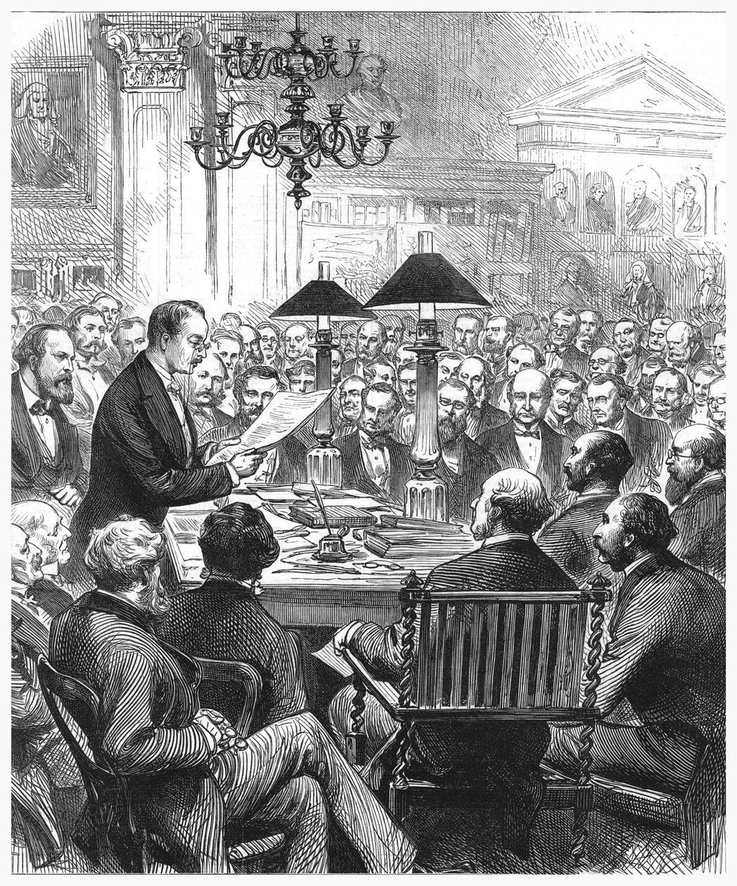 Heinrich Schliemann donnant une conférence à Londres, 1877 - Unbekannt