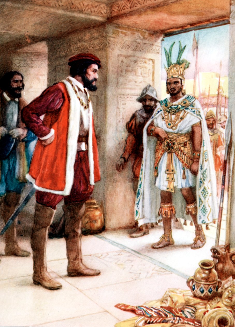 Hernan Cortes rencontrant l