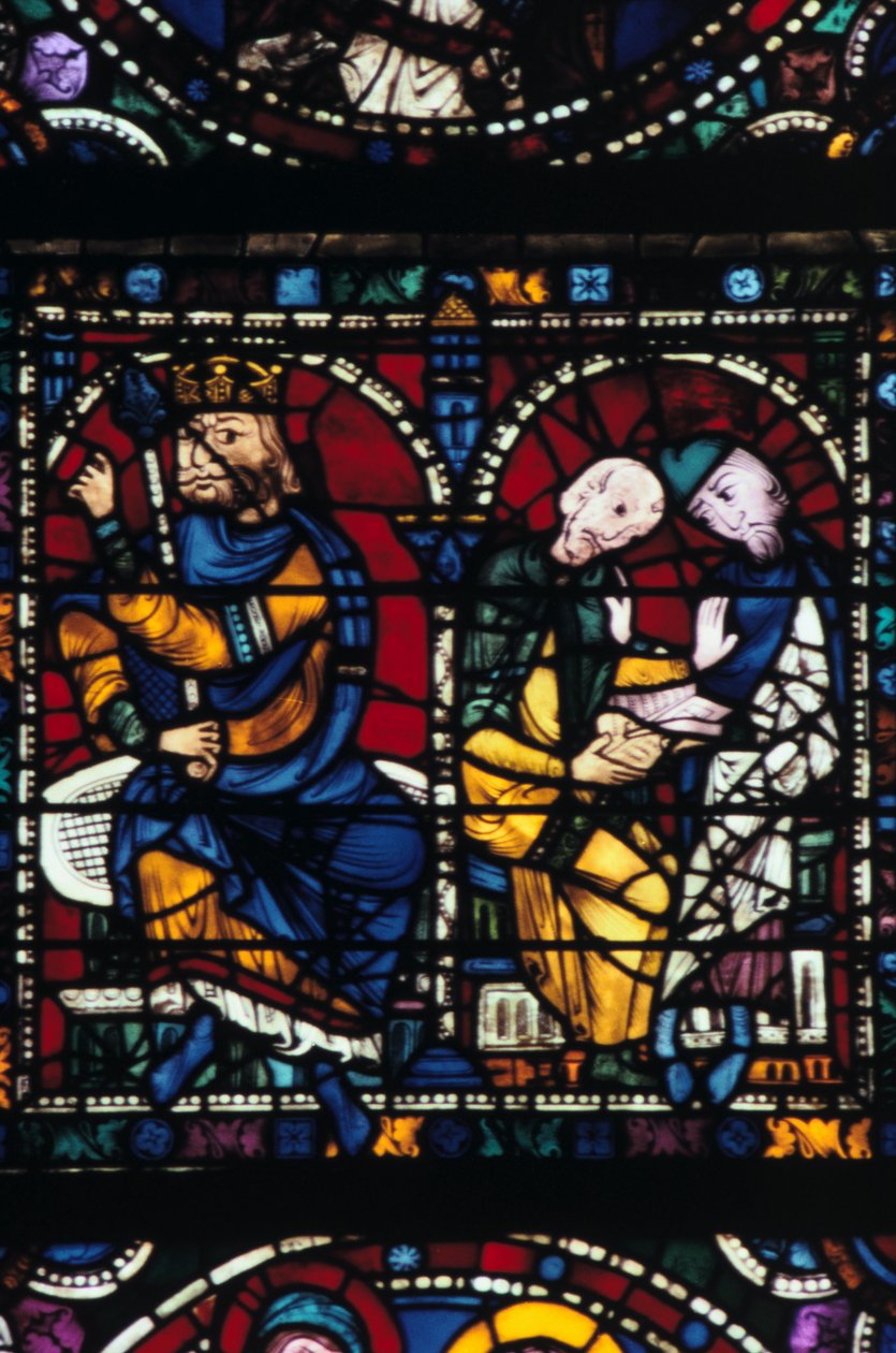 Hérode et ses conseillers, vitrail, cathédrale de Chartres, France, 1145-1155 - Unbekannt