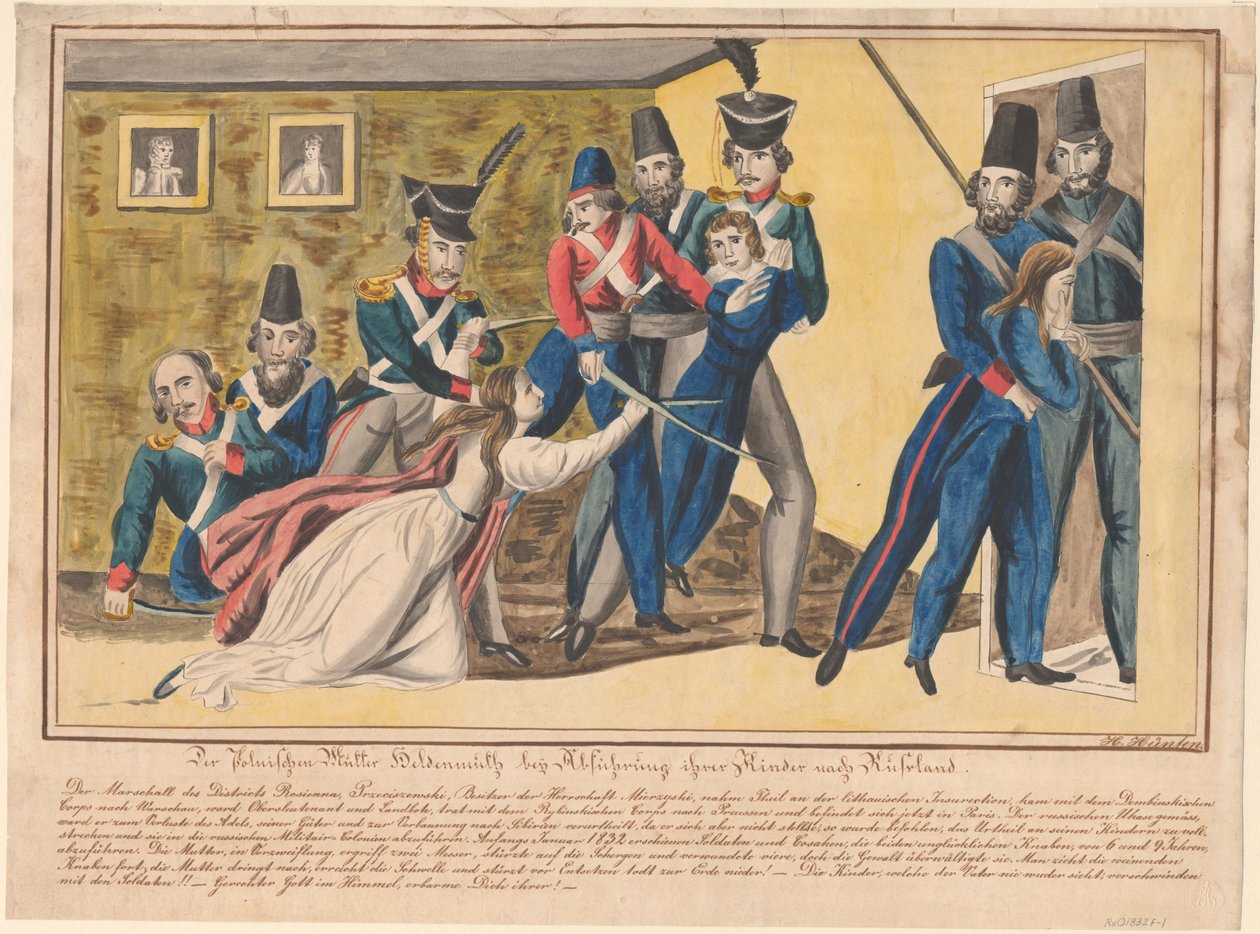 Héroïsme des mères polonaises lors du convoyage de leurs enfants en Russie, 1832 - Unbekannt