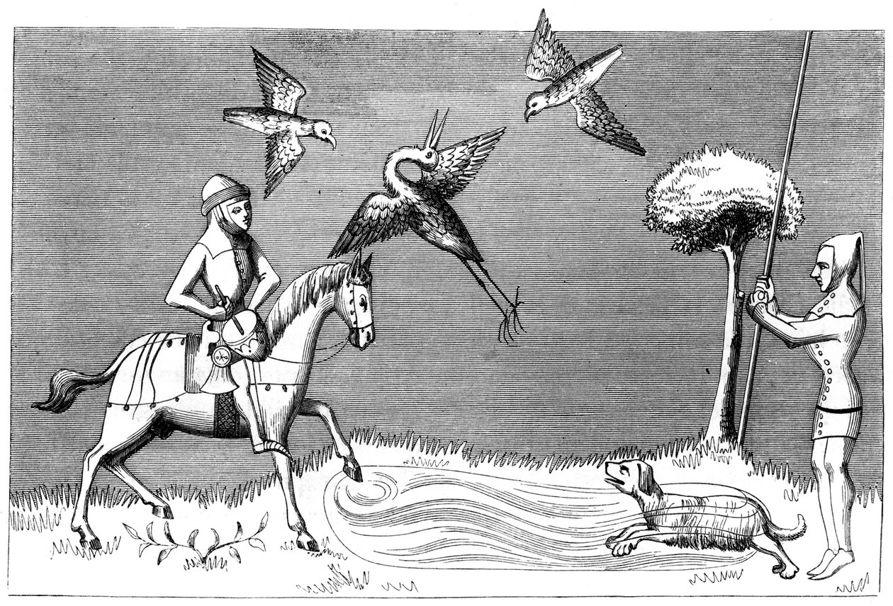 Fauconnage de héron, XIVe siècle, 1849 - Unbekannt