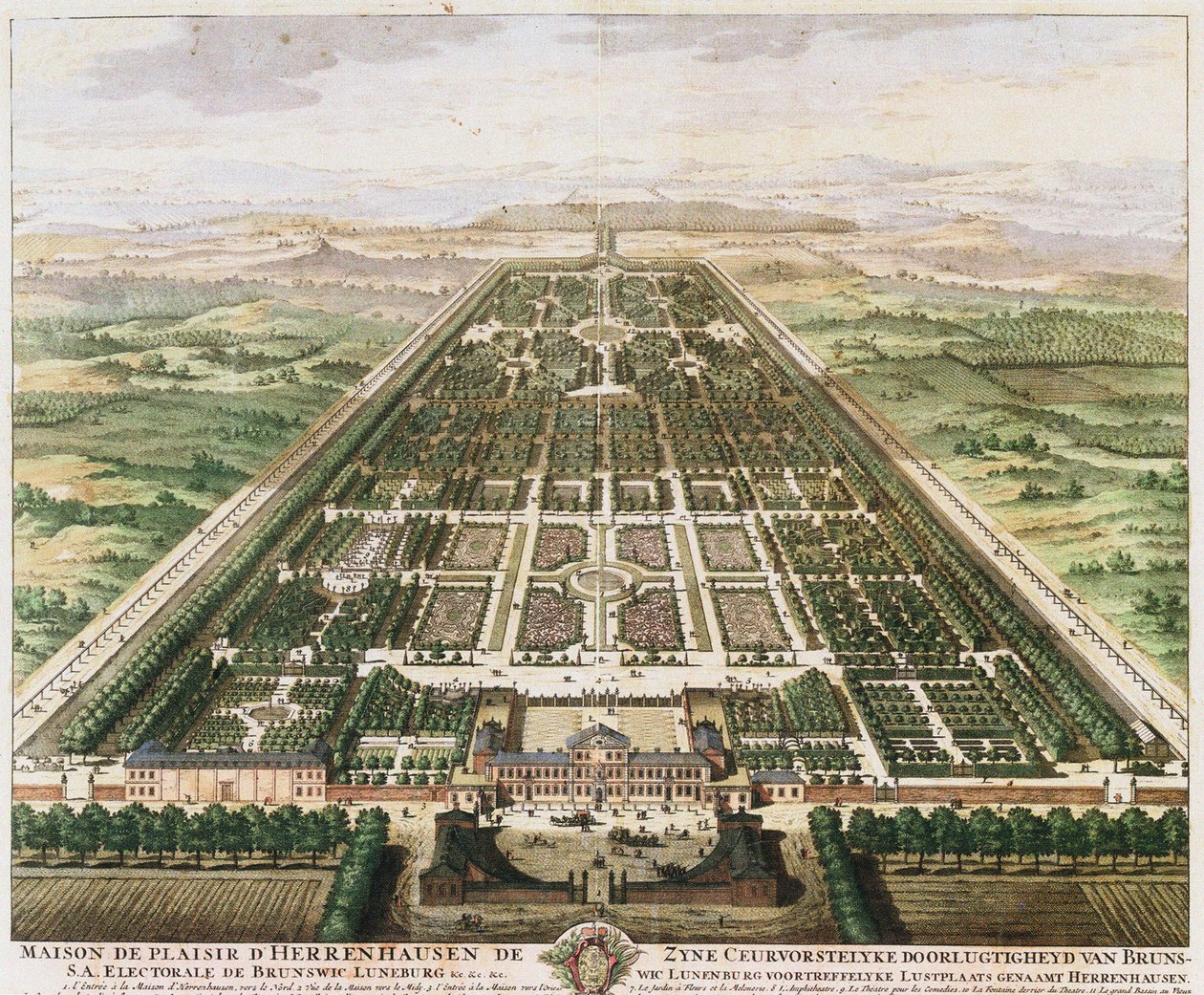 Herrenhausen : Château et jardins, vers 1745 - Unbekannt