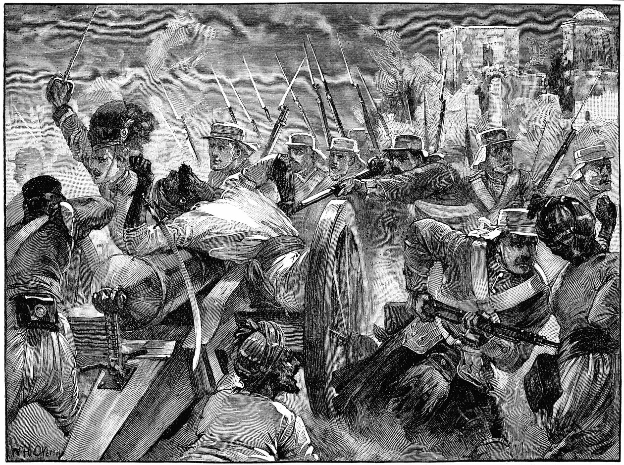 Les Highlanders capturant les canons des mutins à Cawnpore, Révolte des Indes, 16 juillet 1857, vers 1895 - Unbekannt