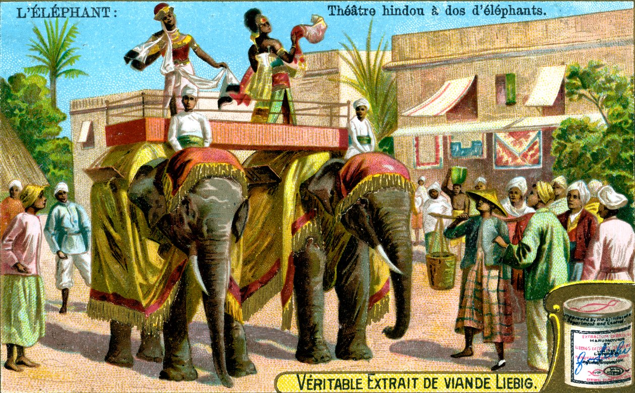 Théâtre hindou sur le dos des éléphants, c1900 - Unbekannt