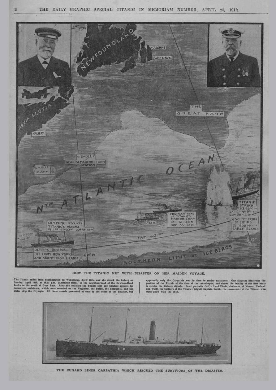 Comment le Titanic a rencontré le désastre..., et le paquebot Cunard Carpathia..., 20 avril 1912 - Unbekannt
