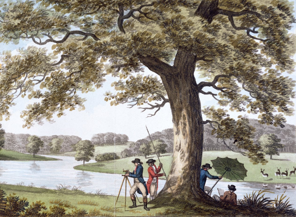 Humphry Repton en train de faire un relevé avec un théodolite, fin du XVIIIe-début du XIXe siècle - Unbekannt