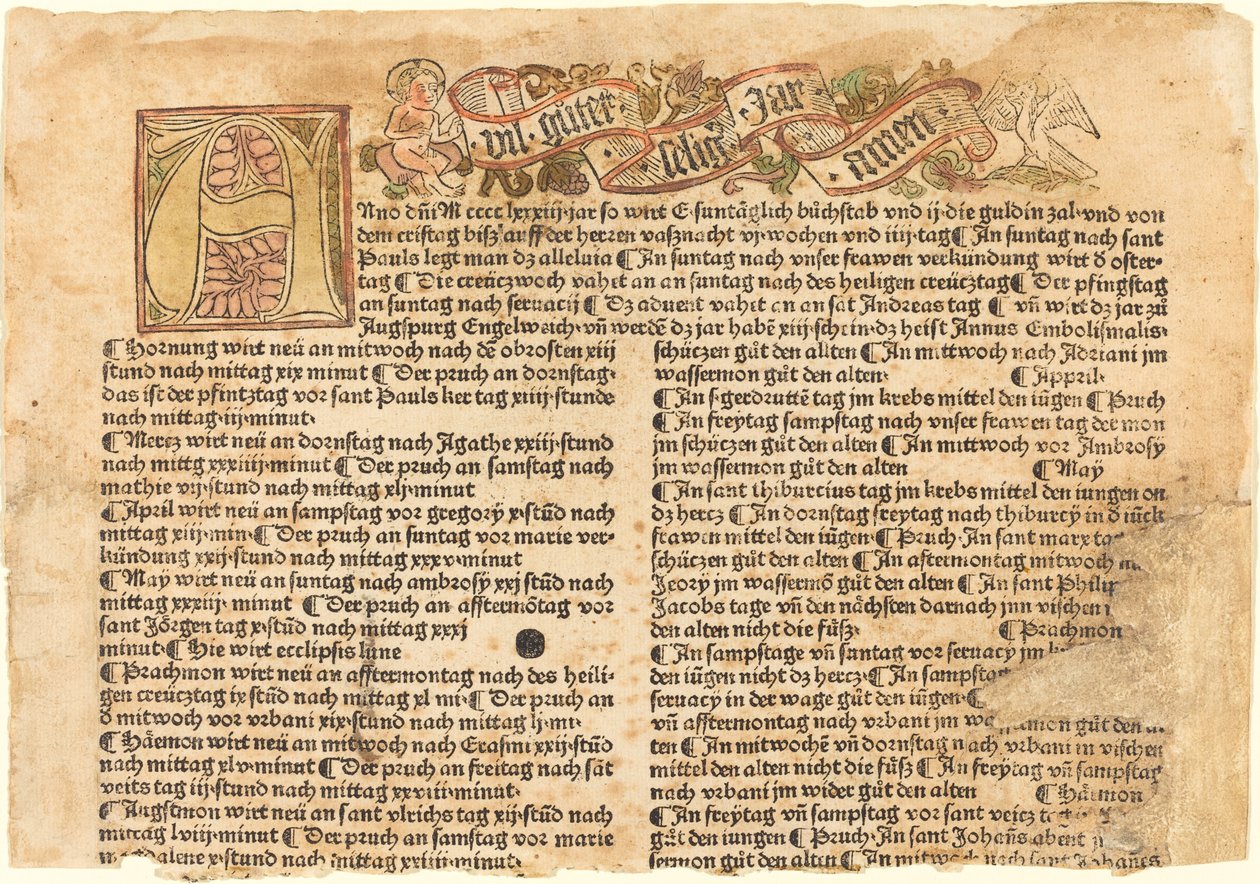 Initiale A et un vœu de Nouvel An, 1483 - Unbekannt