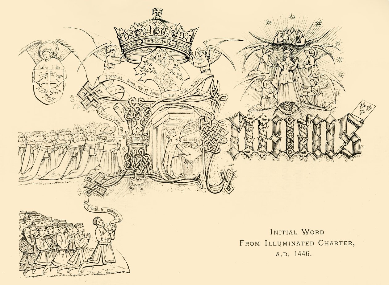 Mot initial de la charte illuminée, A.D. 1446, 1911 - Unbekannt