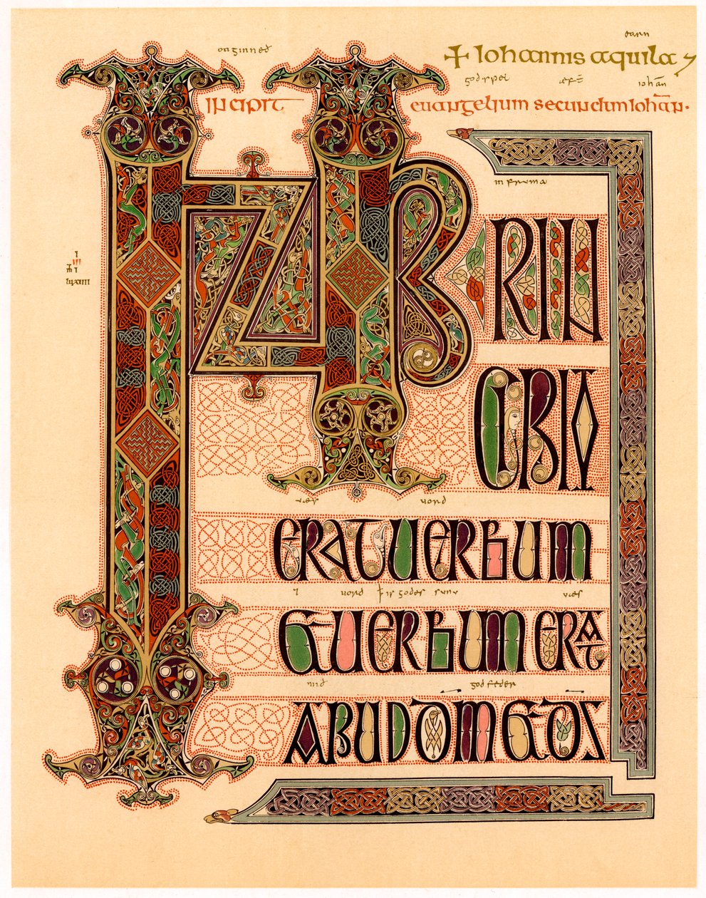 Page initiale des Évangiles de Lindisfarne, fin du 7e ou début du 8e siècle - Unbekannt