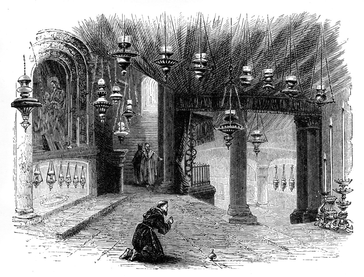 Intérieur de la chapelle de la Nativité, Bethléem, vers 1888 - Unbekannt