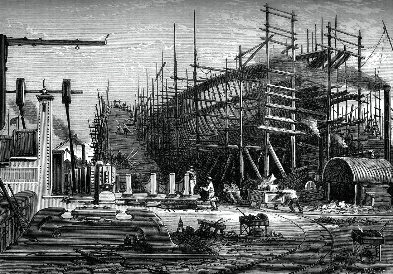 Navire en fer, chantier de Messrs Samuda, Isle of Dogs, Londres, c1880 - Unbekannt