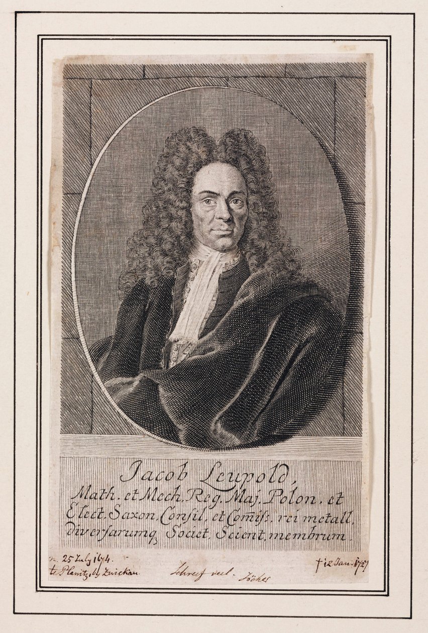 Jacob Leupold, physicien et ingénieur mécanicien allemand, vers 1700 - Unbekannt