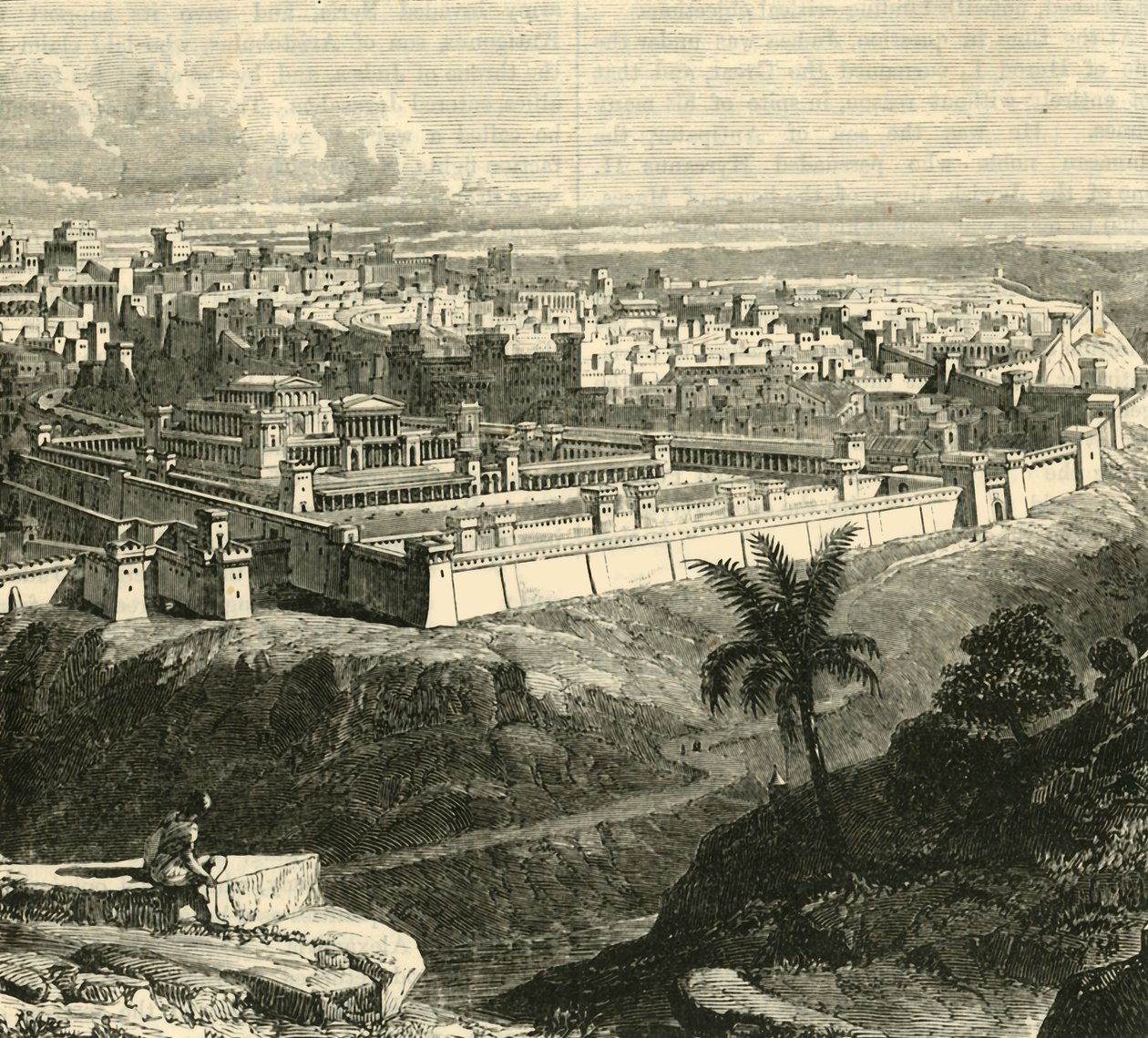 Jérusalem au temps de Jésus-Christ, montrant le Temple restauré par Hérode le Grand, 1890 - Unbekannt