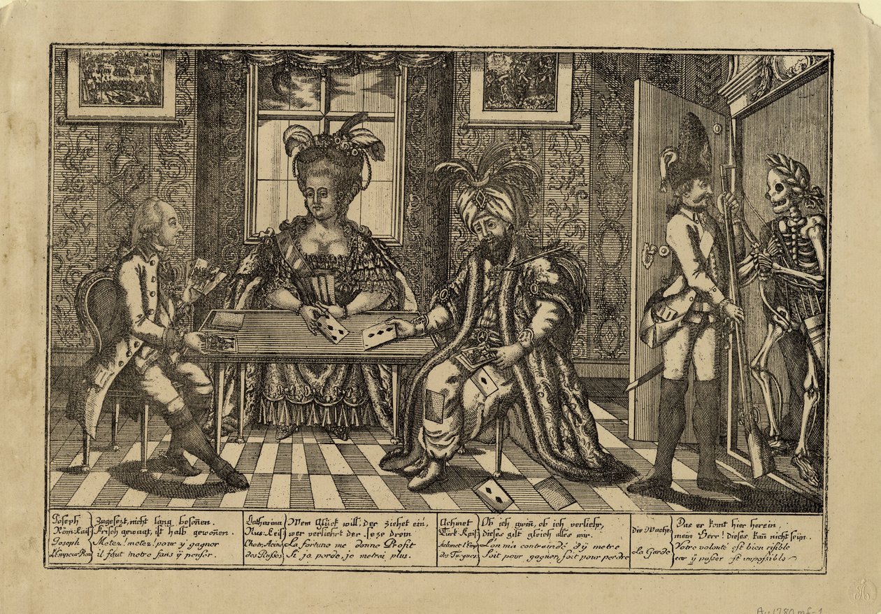 Joseph II, Catherine la Grande et le sultan Abdul Hamid I jouant aux cartes - Unbekannt