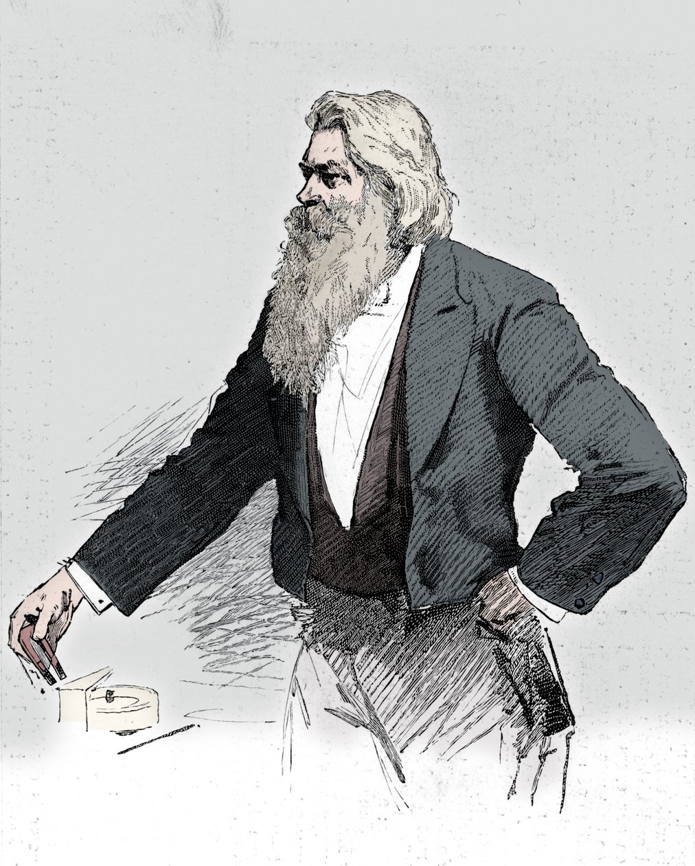 Joseph Wilson Swan, physicien et chimiste britannique, démontrant l