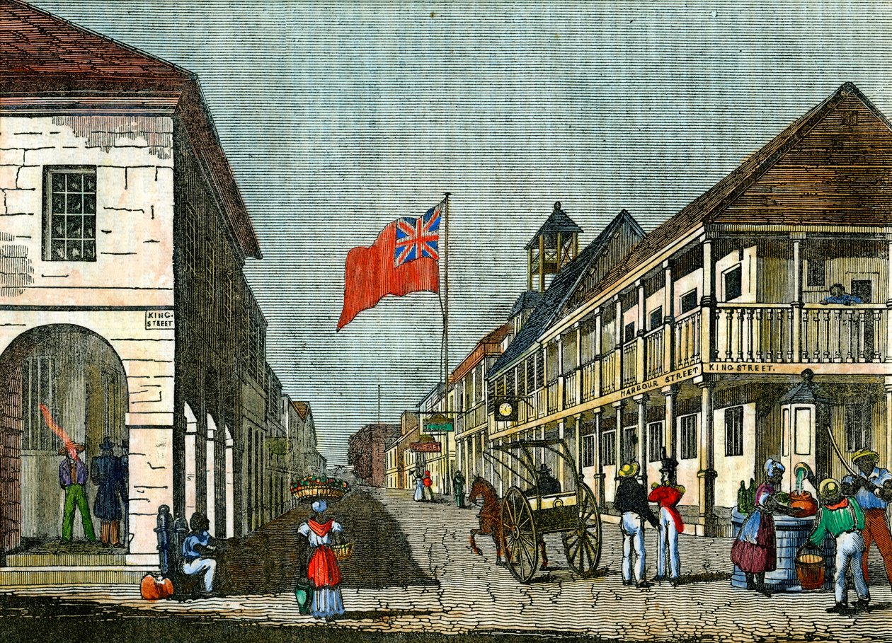 Jonction de Harbour Street et King Street, Kingston, Jamaïque, vers 1835 - Unbekannt