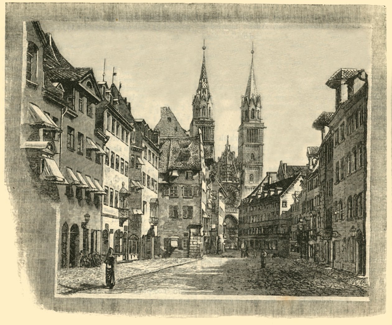 Karolinen-Strasse et Église Saint-Laurent, Nuremberg, 1890 - Unbekannt
