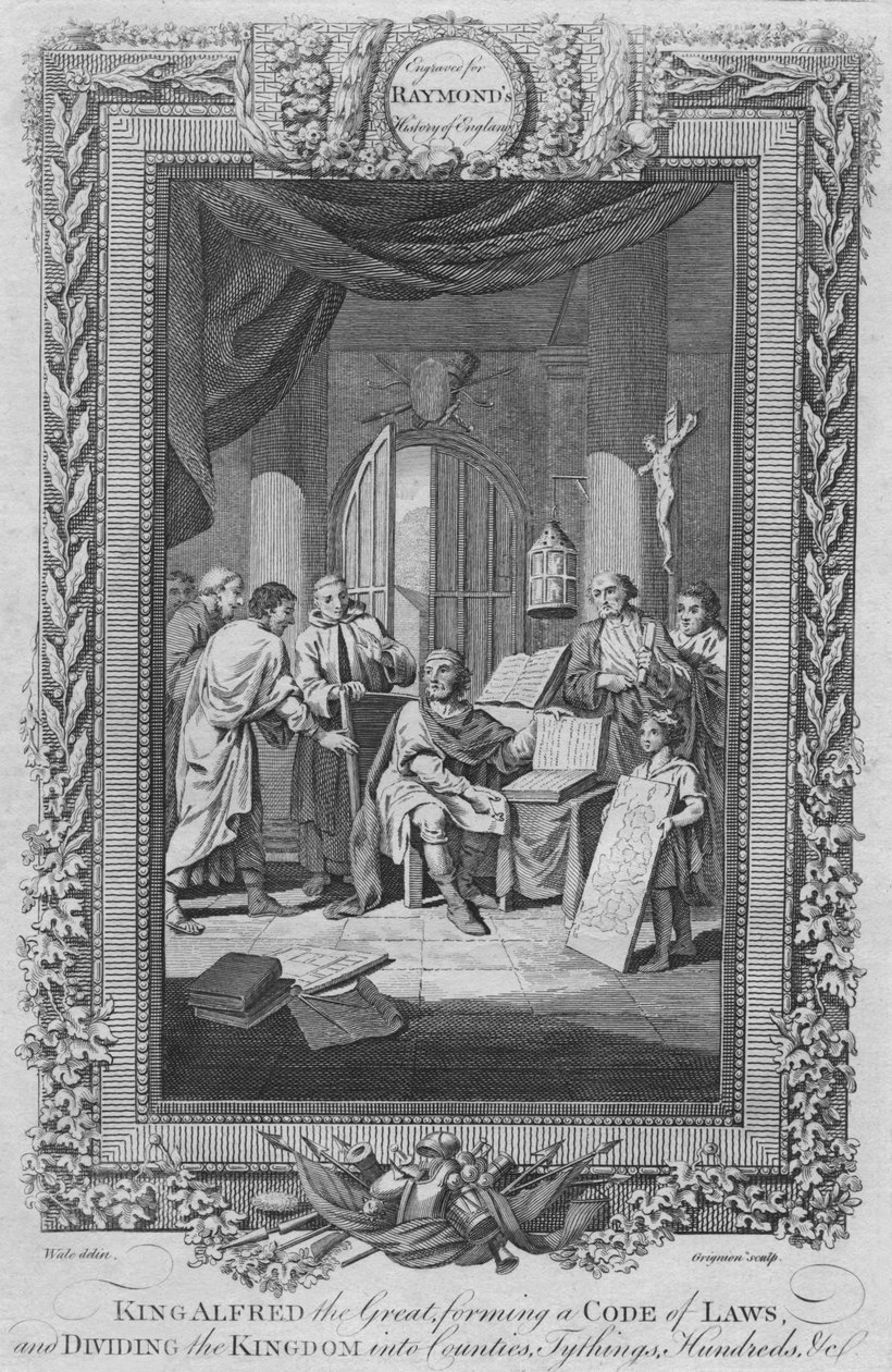 Le roi Alfred le Grand, formant un Code de Lois et divisant le Royaume en Comtés - Unbekannt
