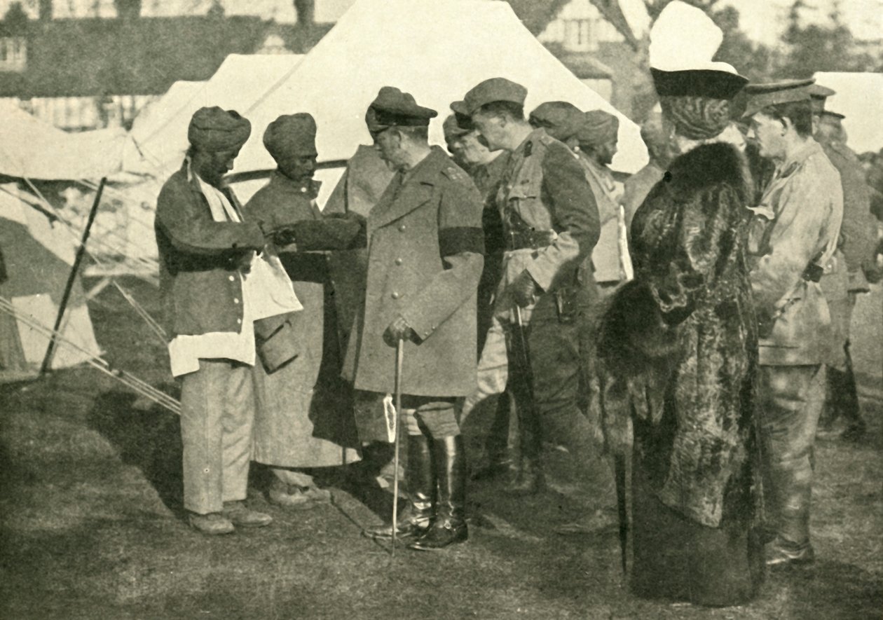 Le roi George et la reine Mary visitent des soldats blessés, Première Guerre mondiale, 1915, vers 1920 - Unbekannt