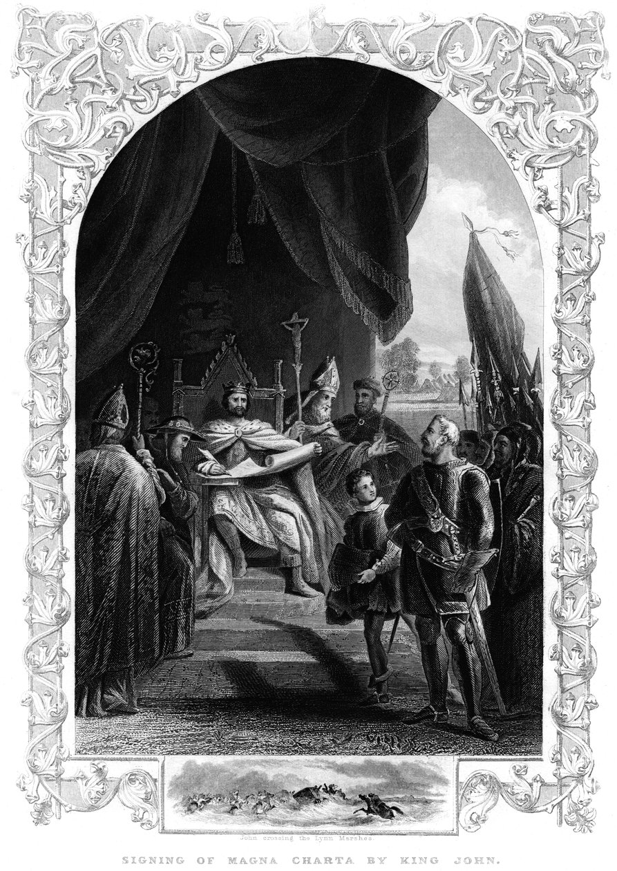 Le roi Jean 1167-1216 signant la Magna Carta à Runnymede, 1215 - Unbekannt