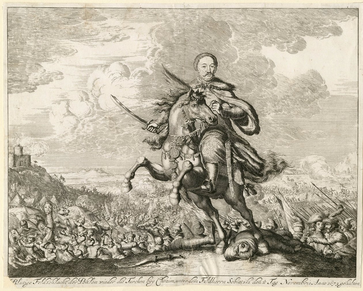 Le roi Jean III Sobieski à la bataille de Khotyn le 11 novembre 1673, 1673 - Unbekannt
