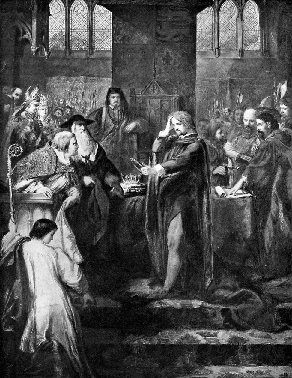 Le roi Richard II abdiquant la couronne à son cousin Bolingbroke, 1399, vers 1920 - Unbekannt