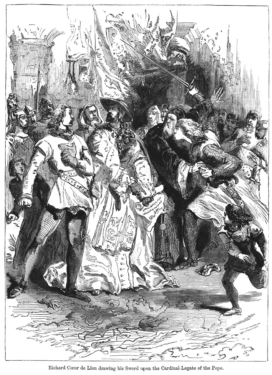 Le roi Richard Ier 1157-1199 tirant son épée sur le légat cardinal du Pape - Unbekannt