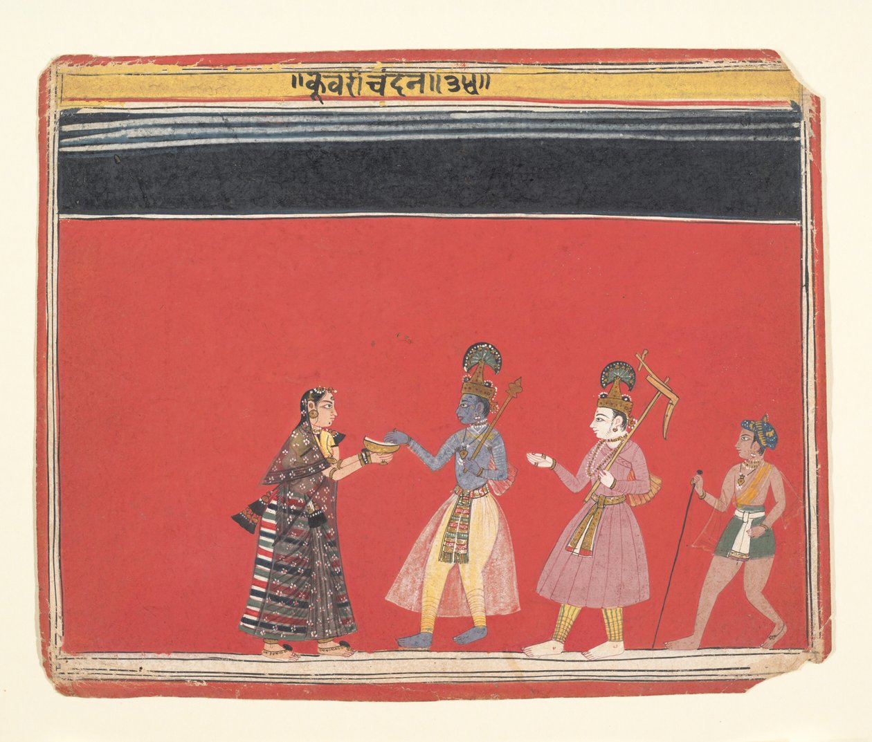 Krishna accepte une offrande de la femme bossue Trivakra..., vers 1650 - Unbekannt
