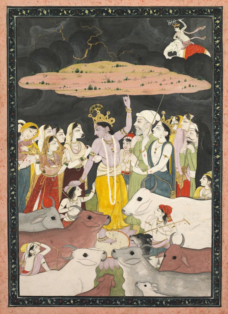 Krishna soulevant le mont Govardhana, vers 1780-1790 - Unbekannt