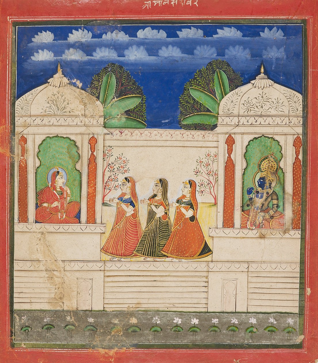 Krishna et Radha dans deux pavillons, 19ème siècle - Unbekannt