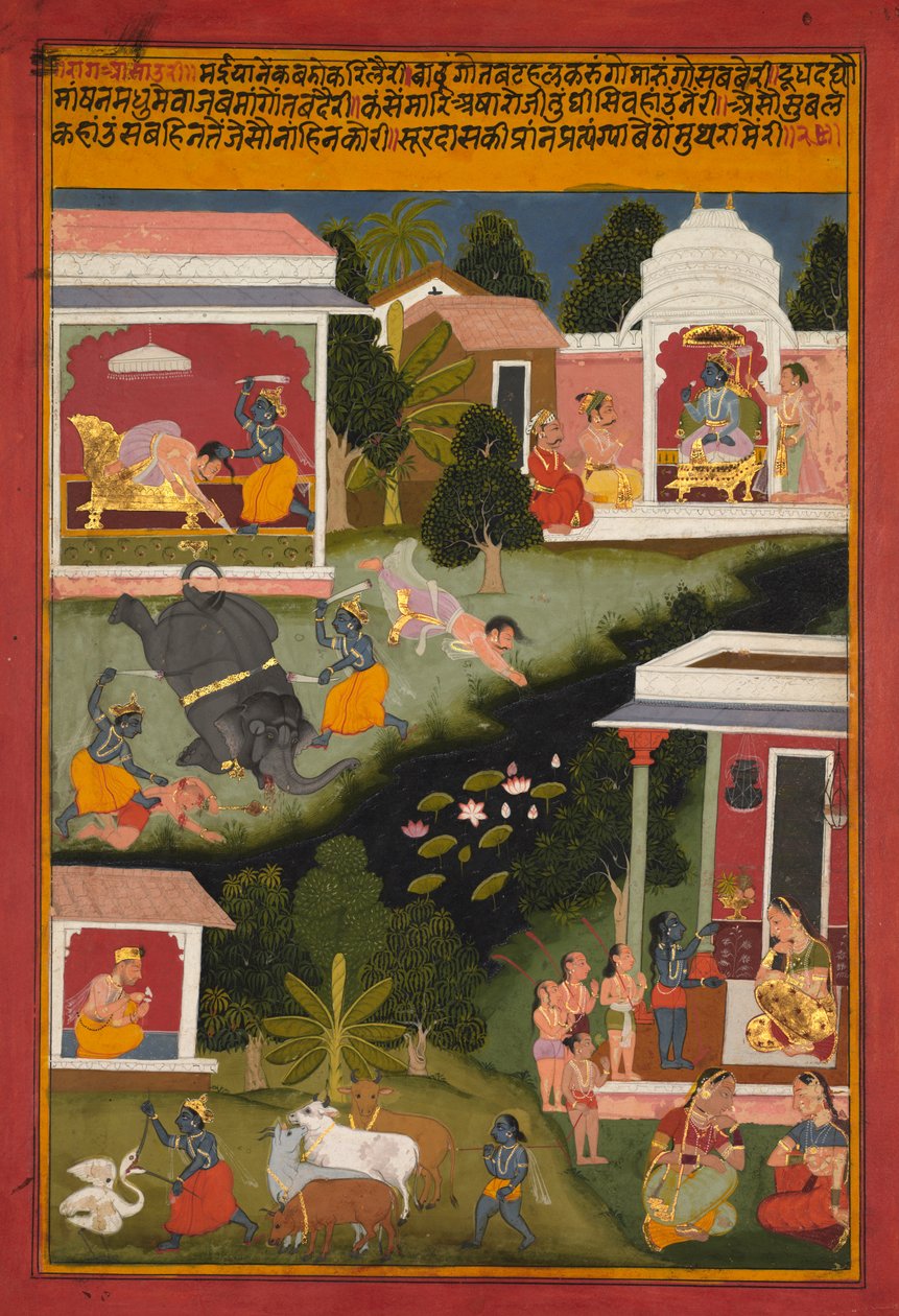 Krishna en tant que destructeur de démons, page du Surdass Sursagar, c. 1700 - Unbekannt