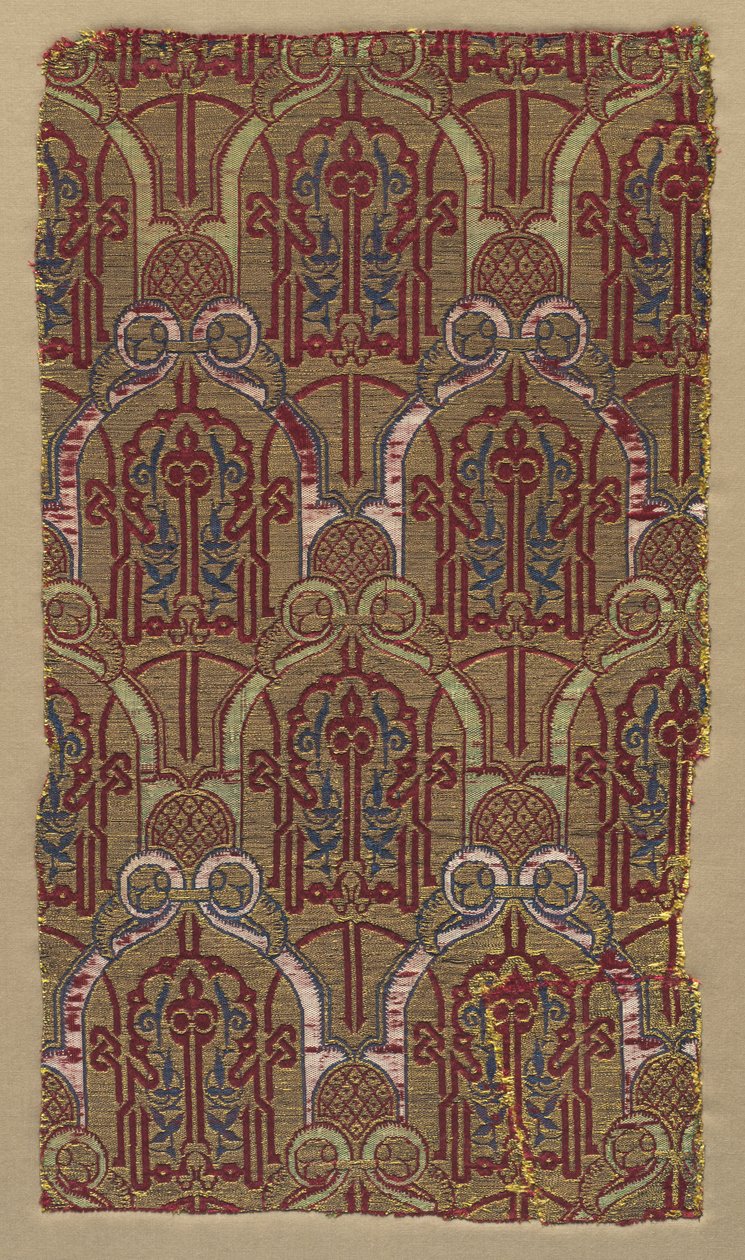 Lampas avec arcs de palmettes avec motif mural de l