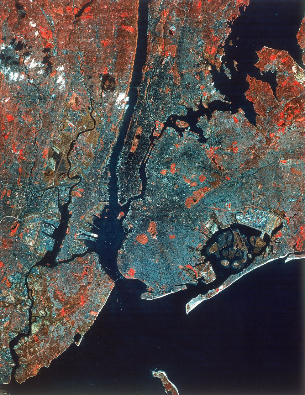 Image Landsat de Manhattan, New York, USA, années 1980 - Unbekannt