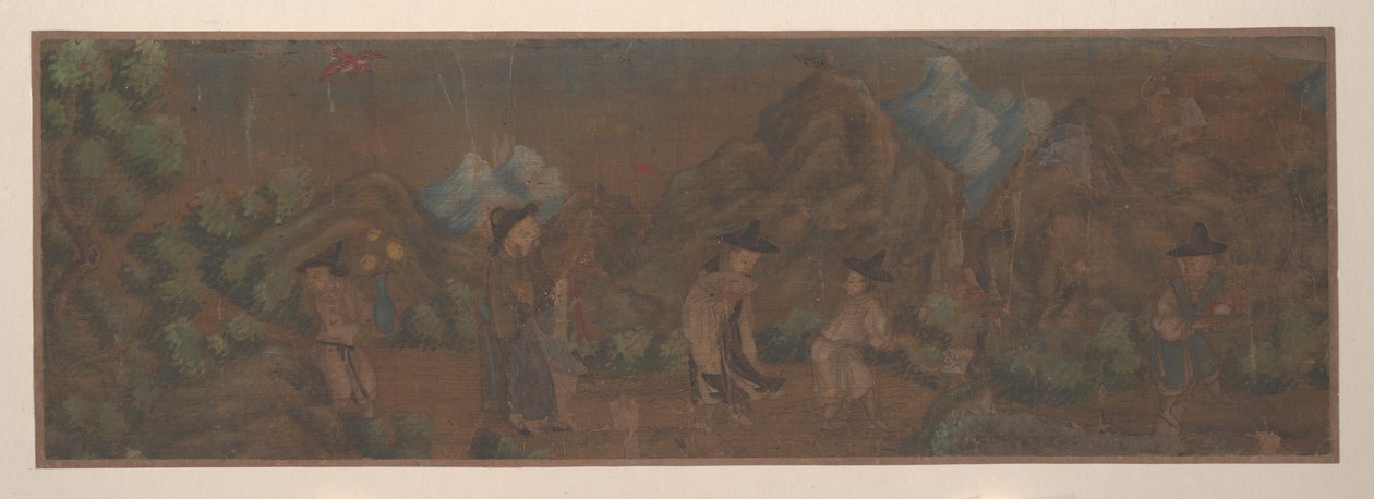 Peinture de paysage de figure dans un cadre boisé - Unbekannt