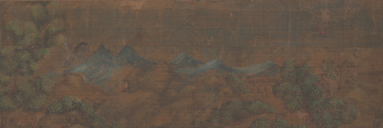 Peinture de paysage avec figure dans un cadre boisé - Unbekannt