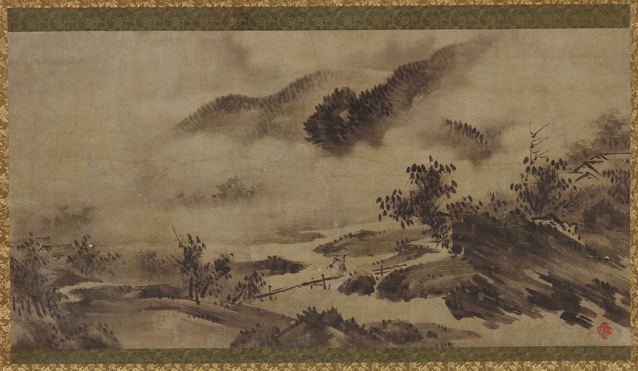 Paysage : montagnes, brume et ruisseau, période Edo - Unbekannt