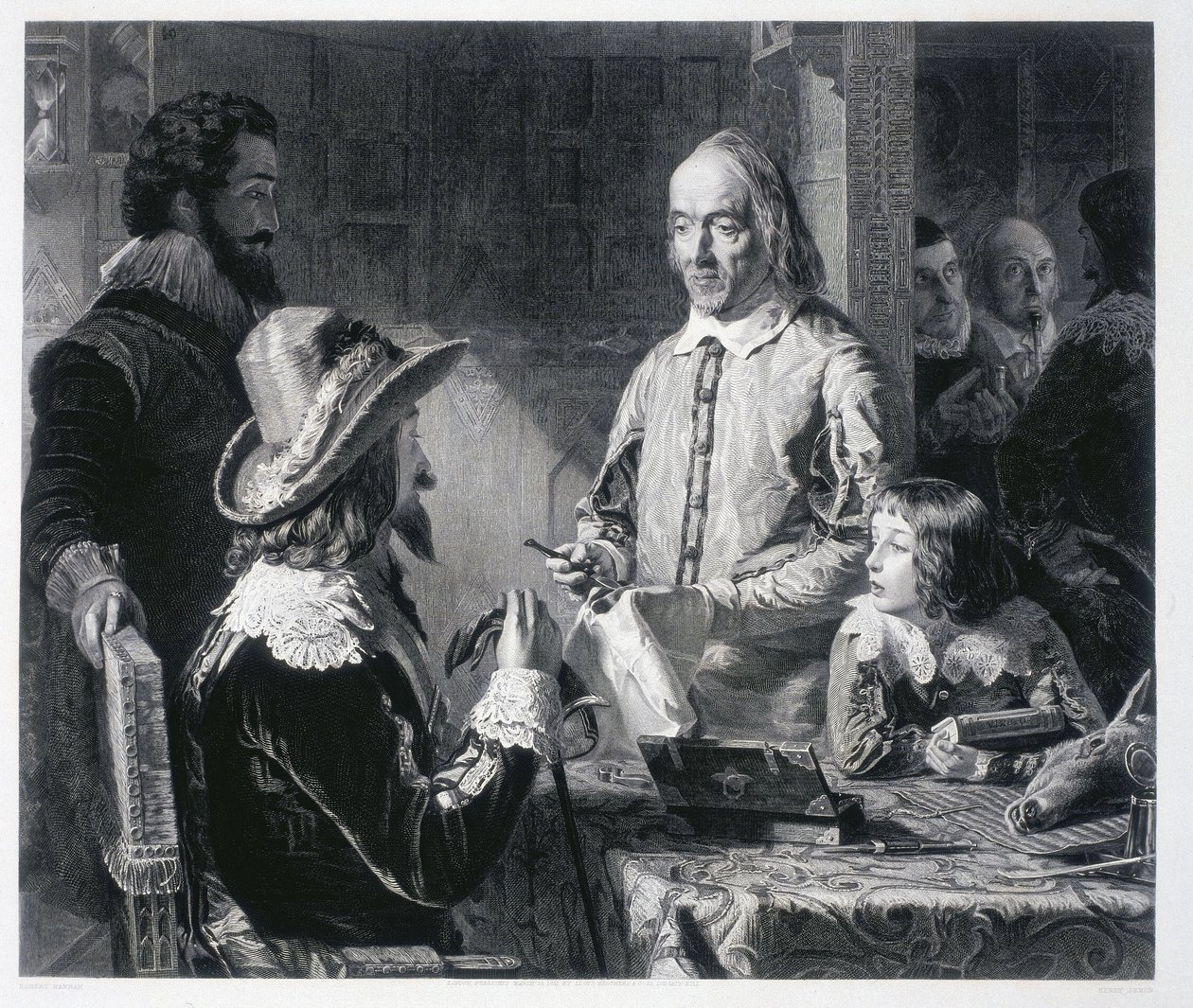 Le médecin anglais William Harvey (1578-1637) montrant au roi Charles Ier Stuart d
