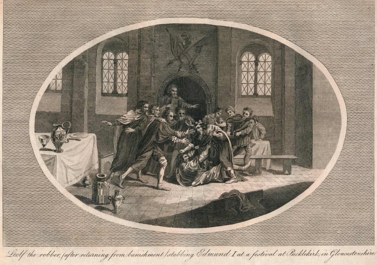Leofa le voleur poignardant Edmond Ier lors d