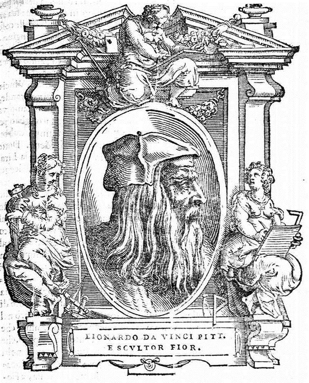 Léonard de Vinci. De : Giorgio Vasari, Les Vies des plus excellents peintres, sculpteurs et architectes italiens, 1568 - Unbekannt