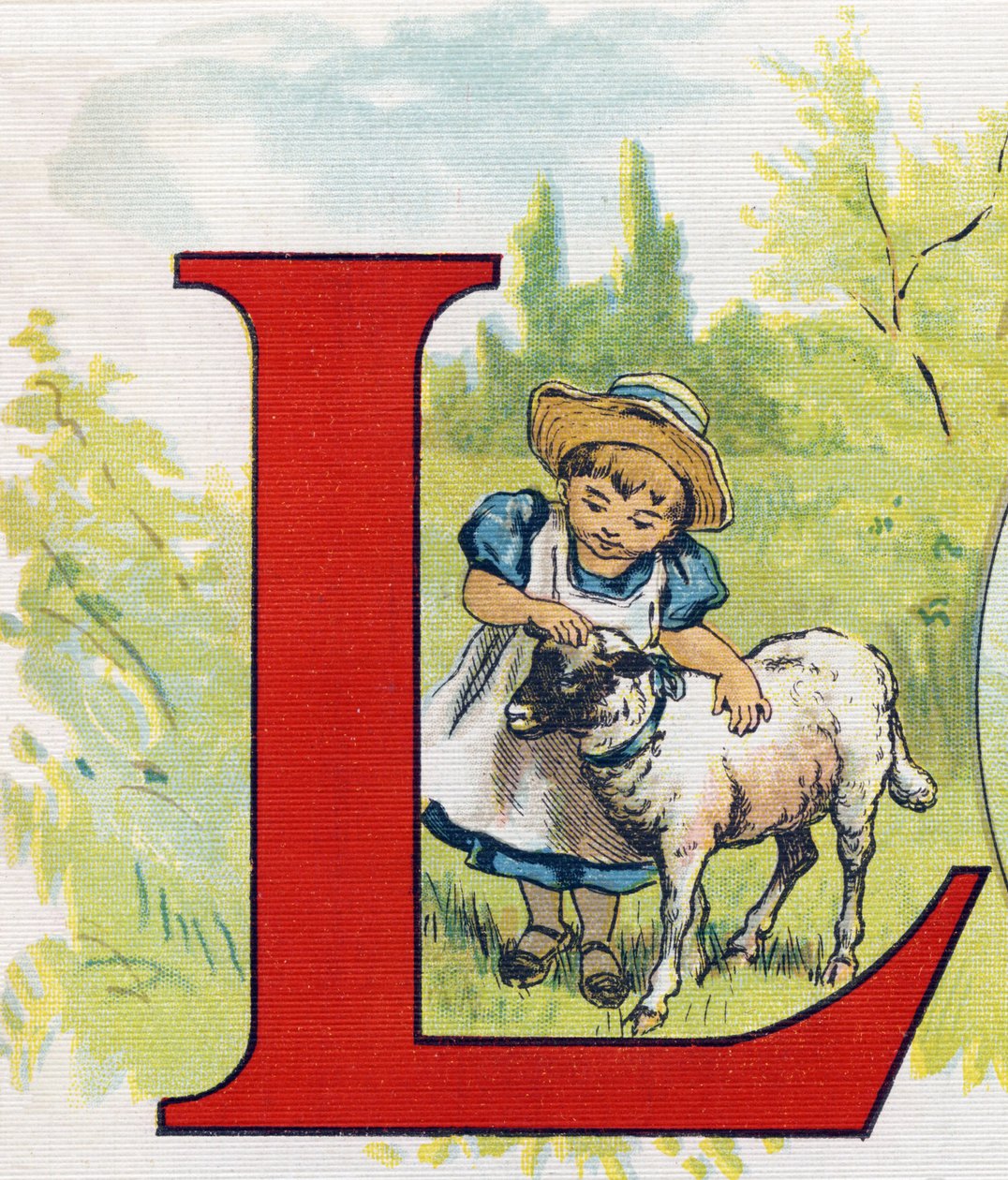 Lettre L : agneau. Gravure dans « ABC L