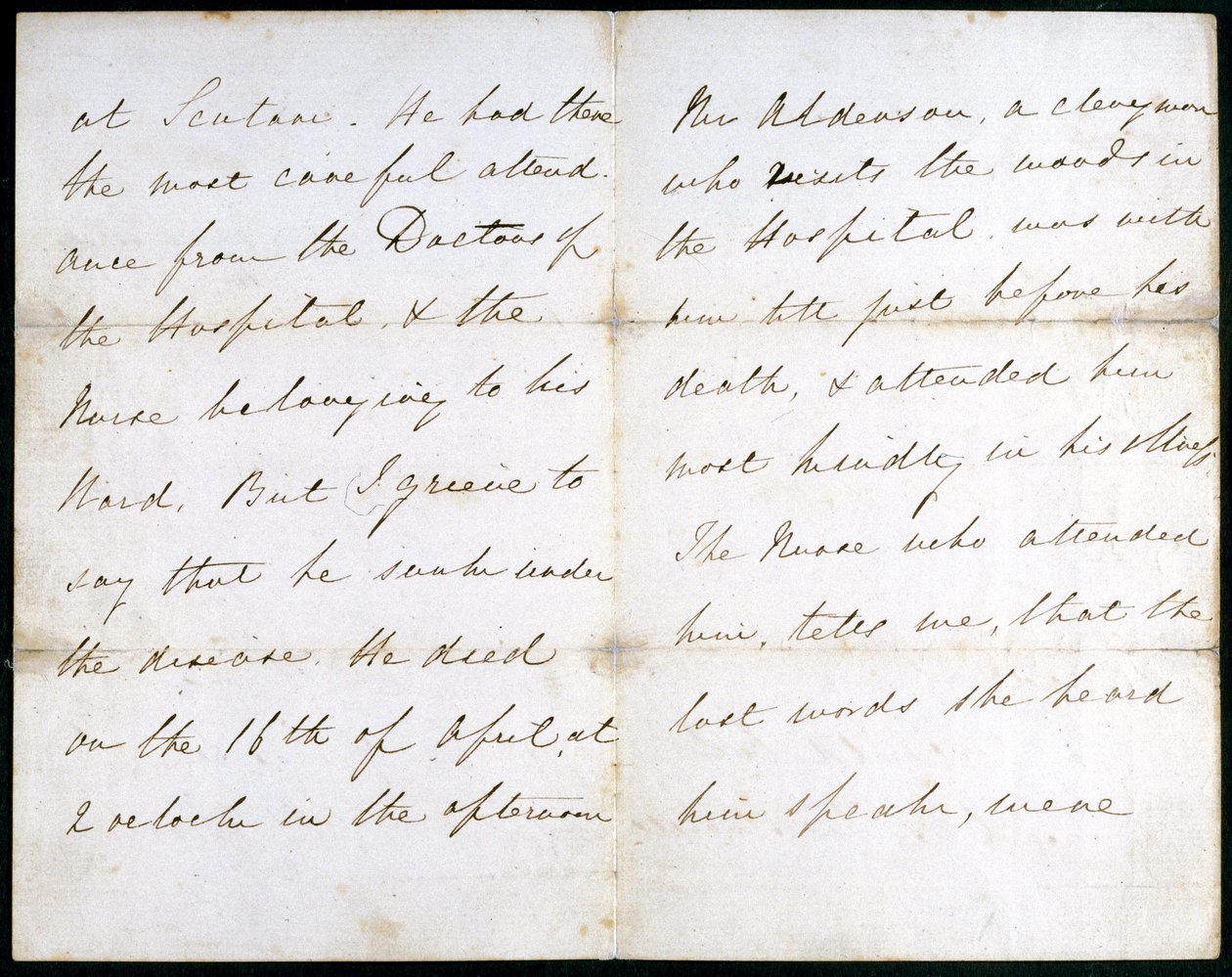 Lettre de Florence Nightingale, mai 1856 - Unbekannt