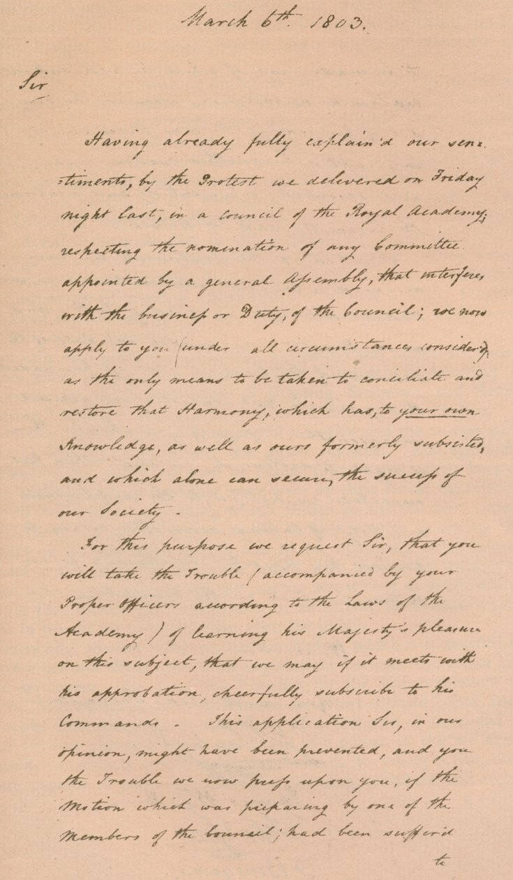 Lettre à Benjamin West, président de la Royal Academy, 1803 1904 - Unbekannt